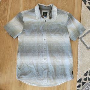 Prana Shirt Button Men's Size M Short Sleeve Striped Southwestern Gradiant